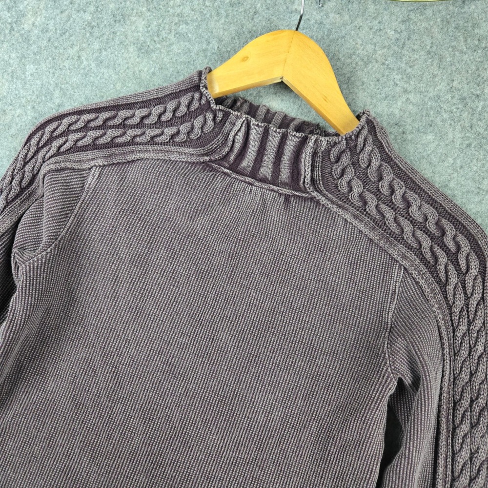 We The Free Free People Thermal Top Womens Medium Purple Cable Knit Long Sleeve - Picture 2 of 8